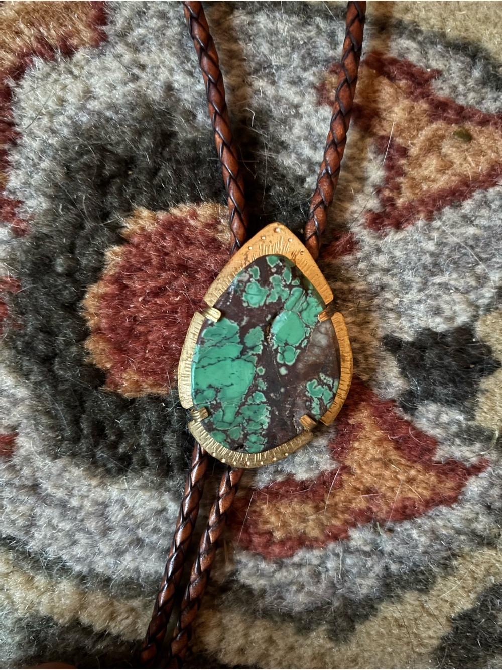 Bob weir inspired raw turquoise bolo tie - Picture 2 of 3